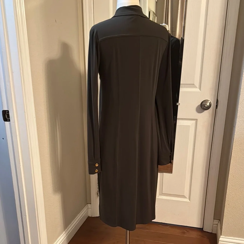 Michael Kors Black Long Sleeve Button-Front Shirt Dress